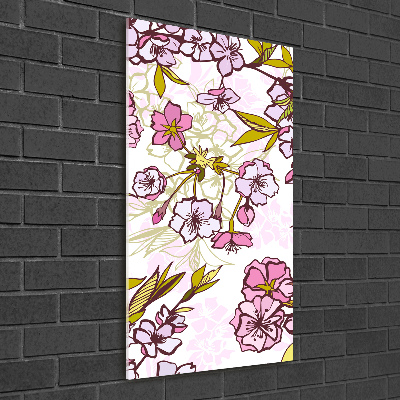 Wall art on glass Cherry blossoms