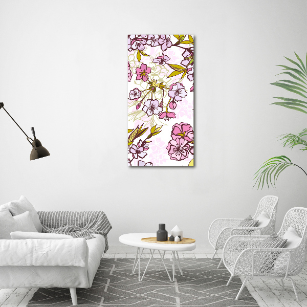 Wall art on glass Cherry blossoms