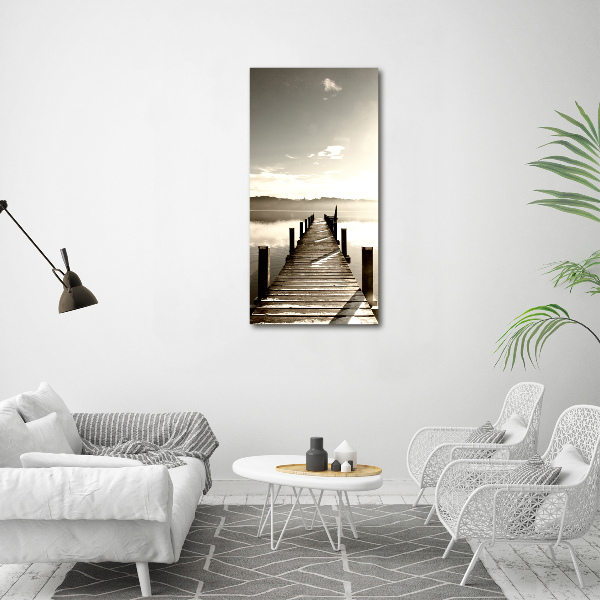 Glass wall art Wooden pier