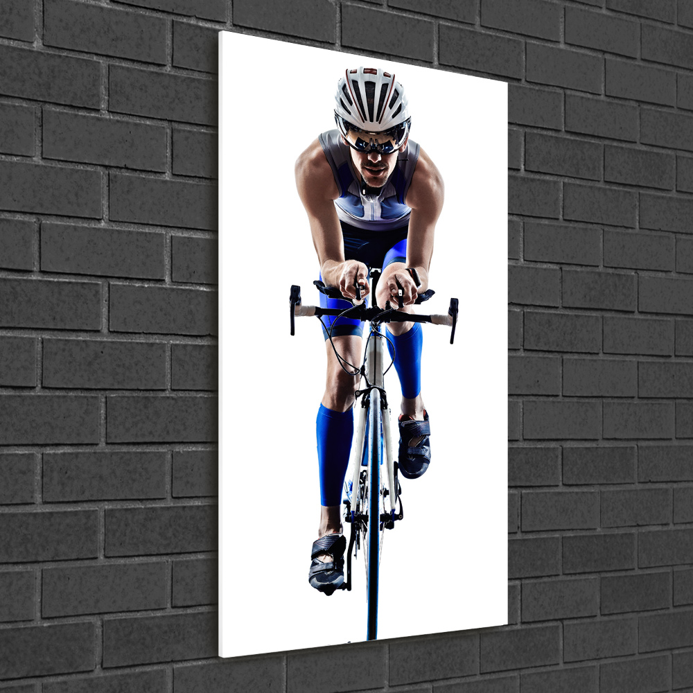 Glass wall art Cyclist