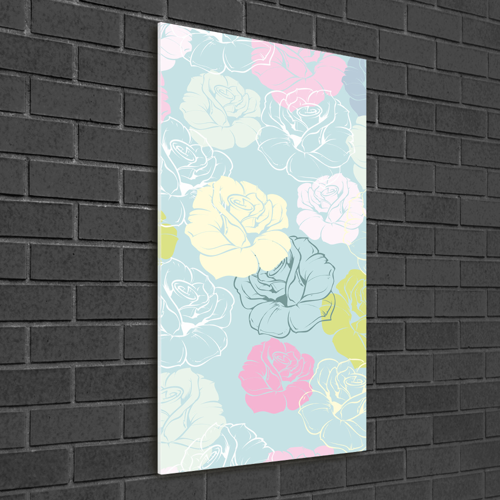 Wall art on glass Roses