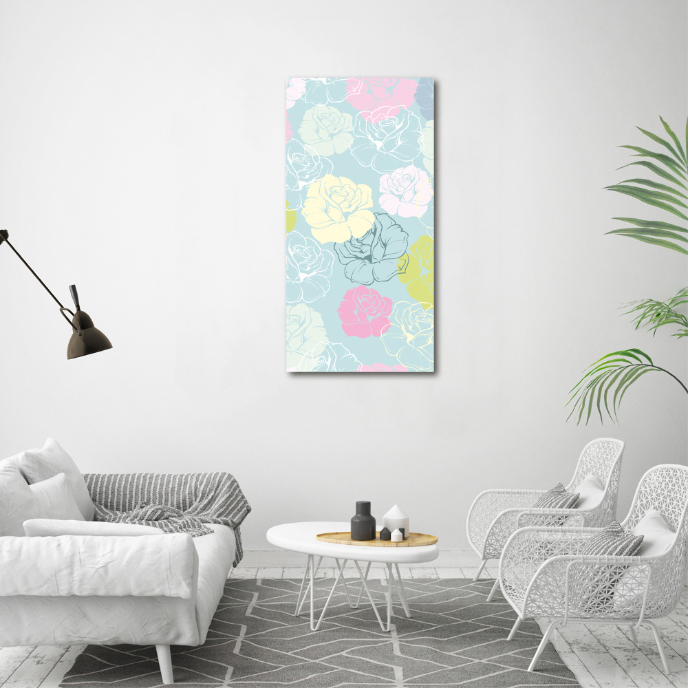 Wall art on glass Roses