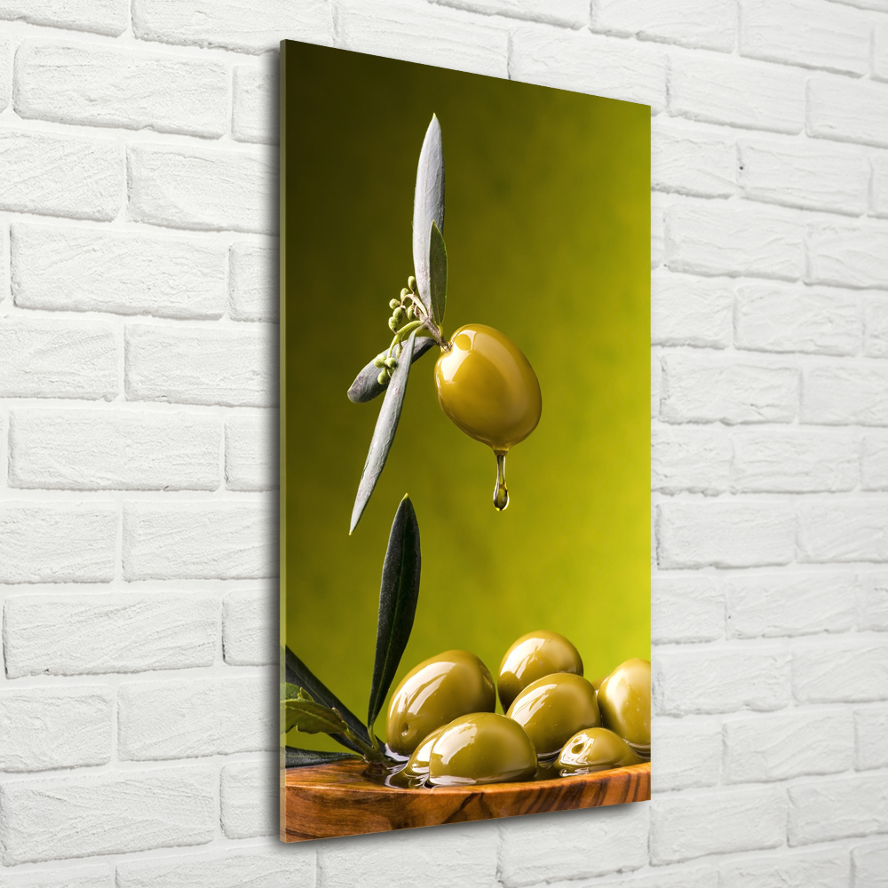 Glass picture wall art olive oil