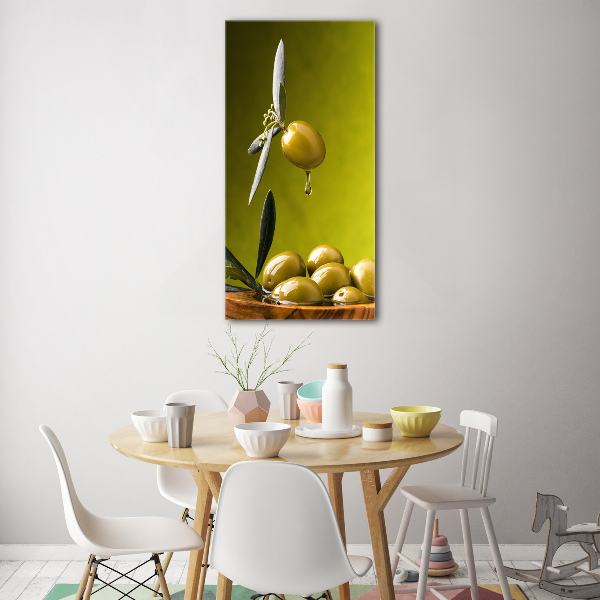 Glass picture wall art olive oil