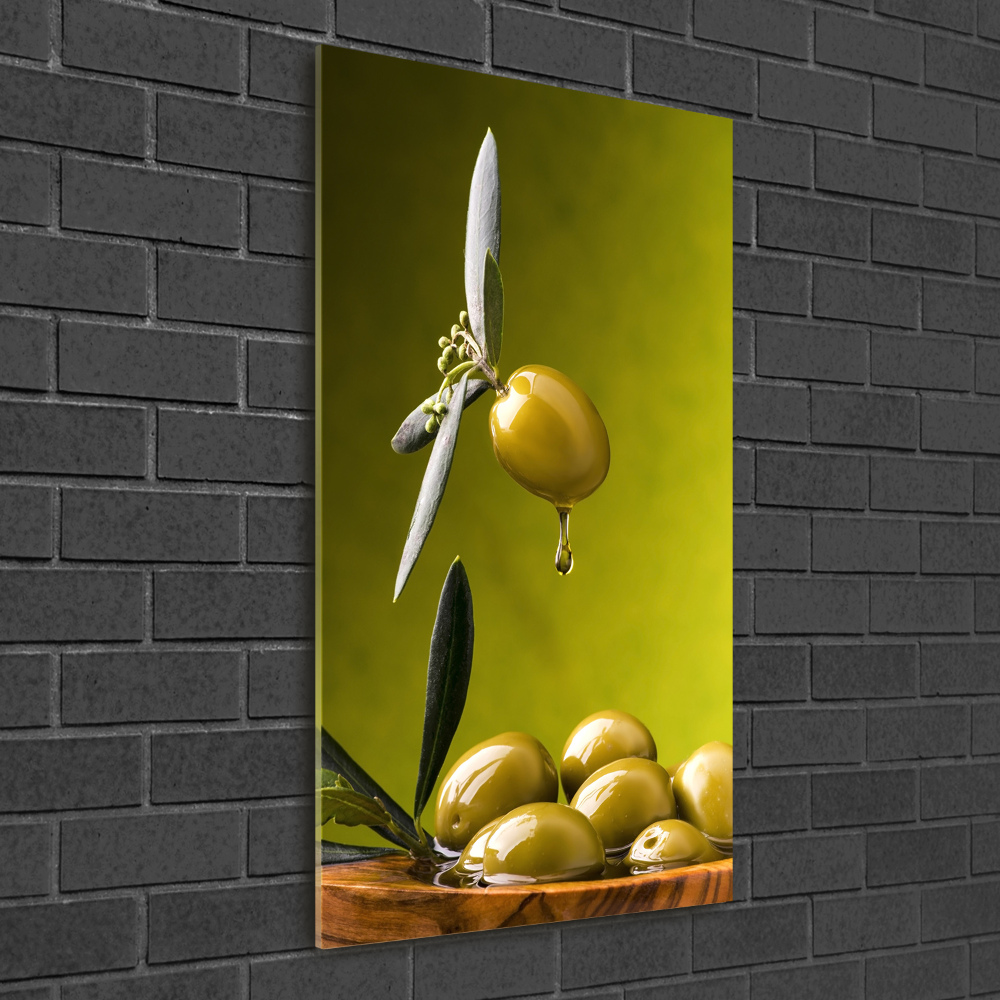 Glass picture wall art olive oil