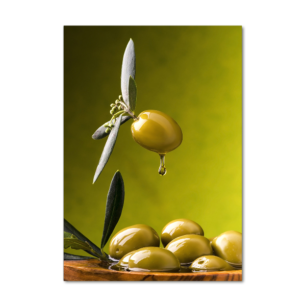 Glass picture wall art olive oil