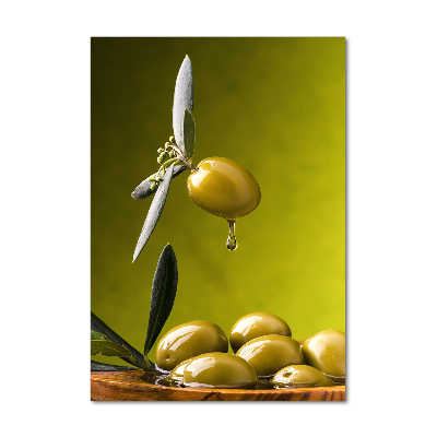 Glass picture wall art olive oil