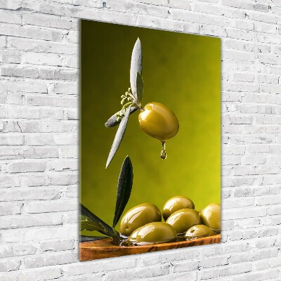 Glass picture wall art olive oil