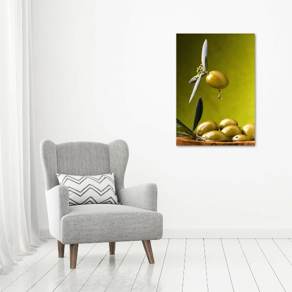 Glass picture wall art olive oil