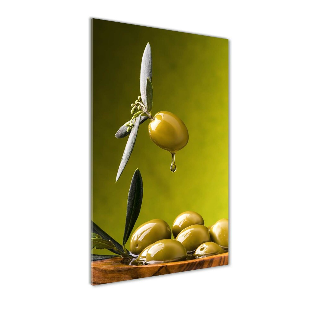 Glass picture wall art olive oil