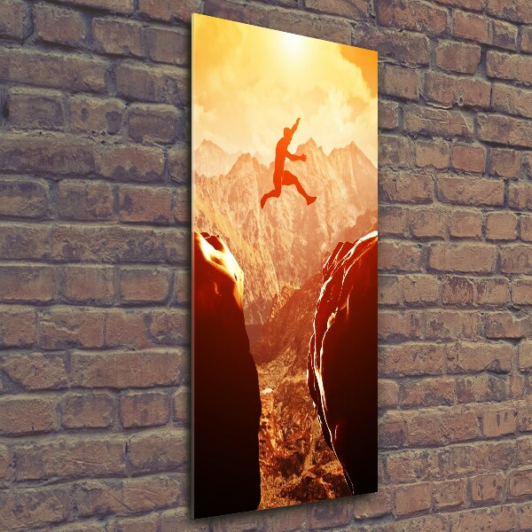 Wall art on glass Jump over the abyss