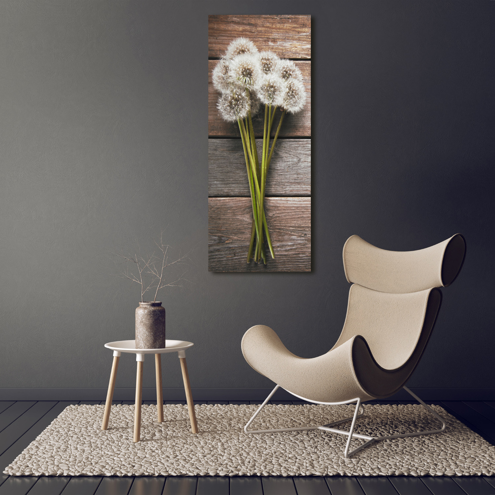 Wall art on glass Dandelion bouquet