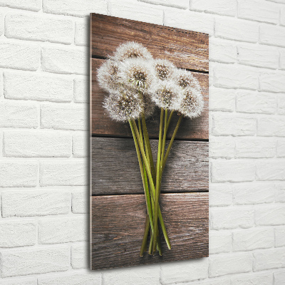 Wall art on glass Dandelion bouquet