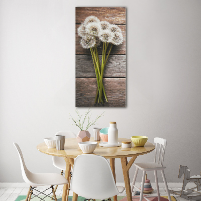 Wall art on glass Dandelion bouquet