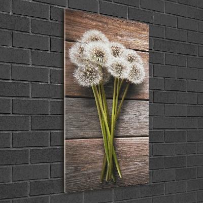 Wall art on glass Dandelion bouquet