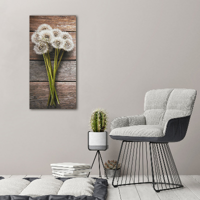 Wall art on glass Dandelion bouquet