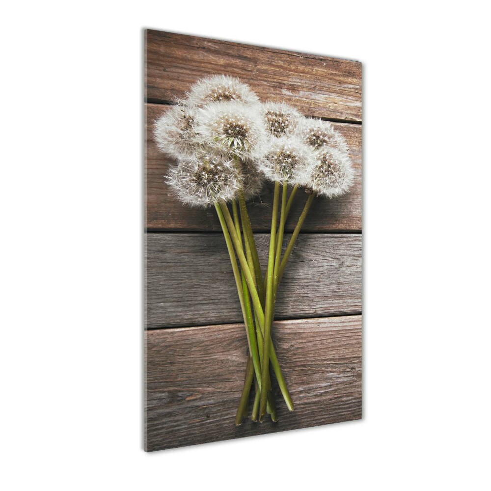 Wall art on glass Dandelion bouquet