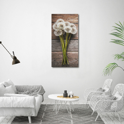 Wall art on glass Dandelion bouquet