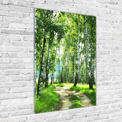 Glass art picture Birch forest