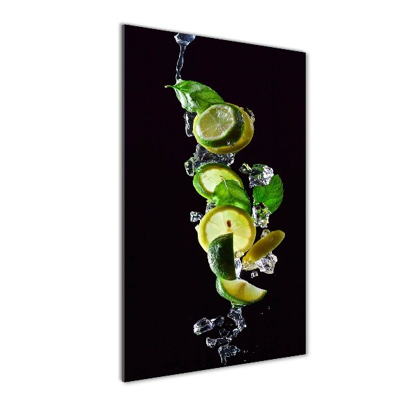 Printed glass wall art Lime and lemon