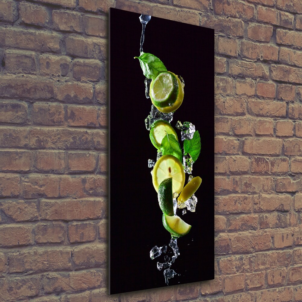 Printed glass wall art Lime and lemon