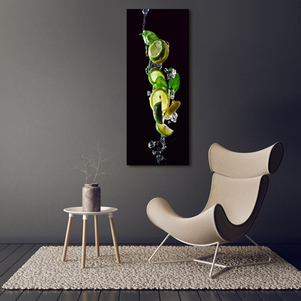 Printed glass wall art Lime and lemon