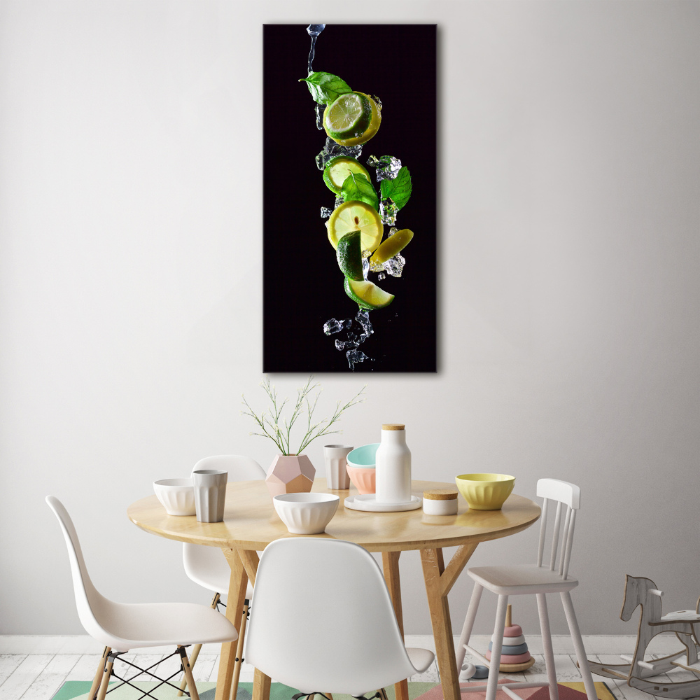 Printed glass wall art Lime and lemon