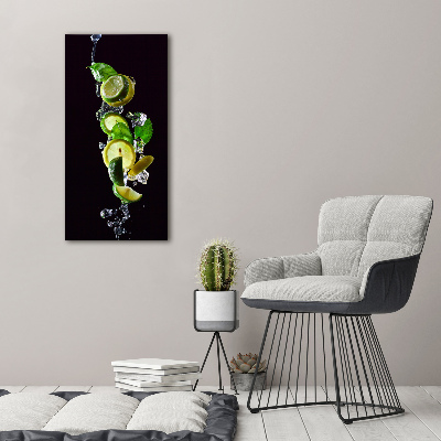 Printed glass wall art Lime and lemon