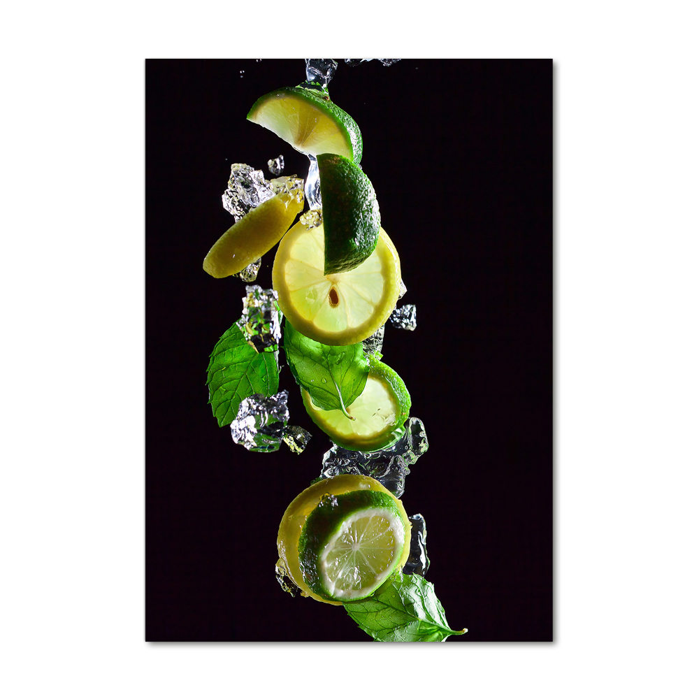 Printed glass wall art Lime and lemon