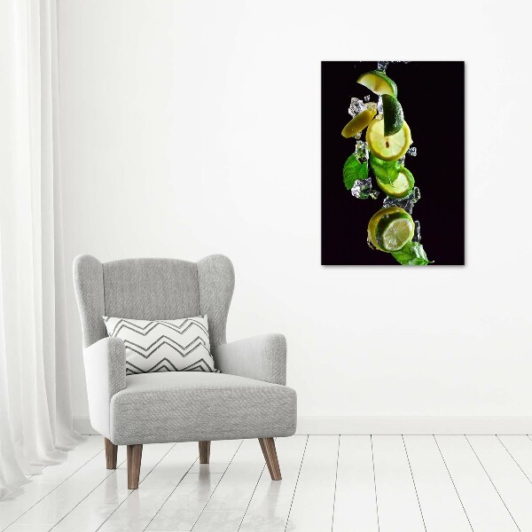 Printed glass wall art Lime and lemon