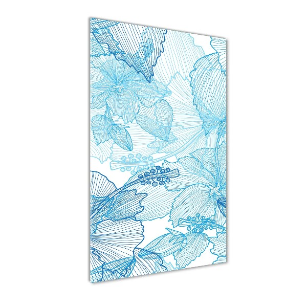 Wall art on glass Hawaiian flowers