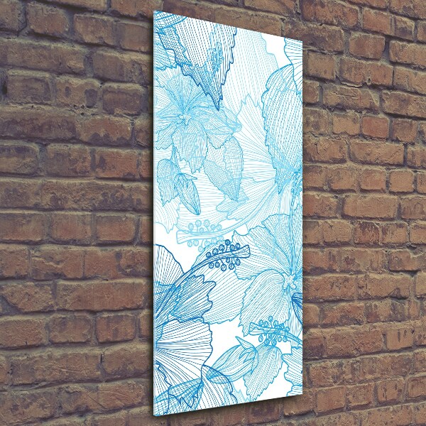 Wall art on glass Hawaiian flowers