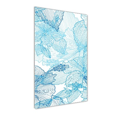 Wall art on glass Hawaiian flowers