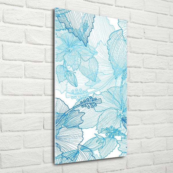 Wall art on glass Hawaiian flowers