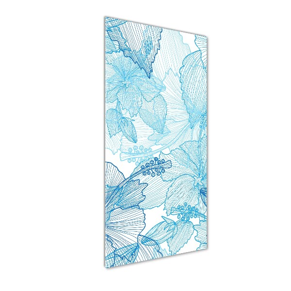 Wall art on glass Hawaiian flowers