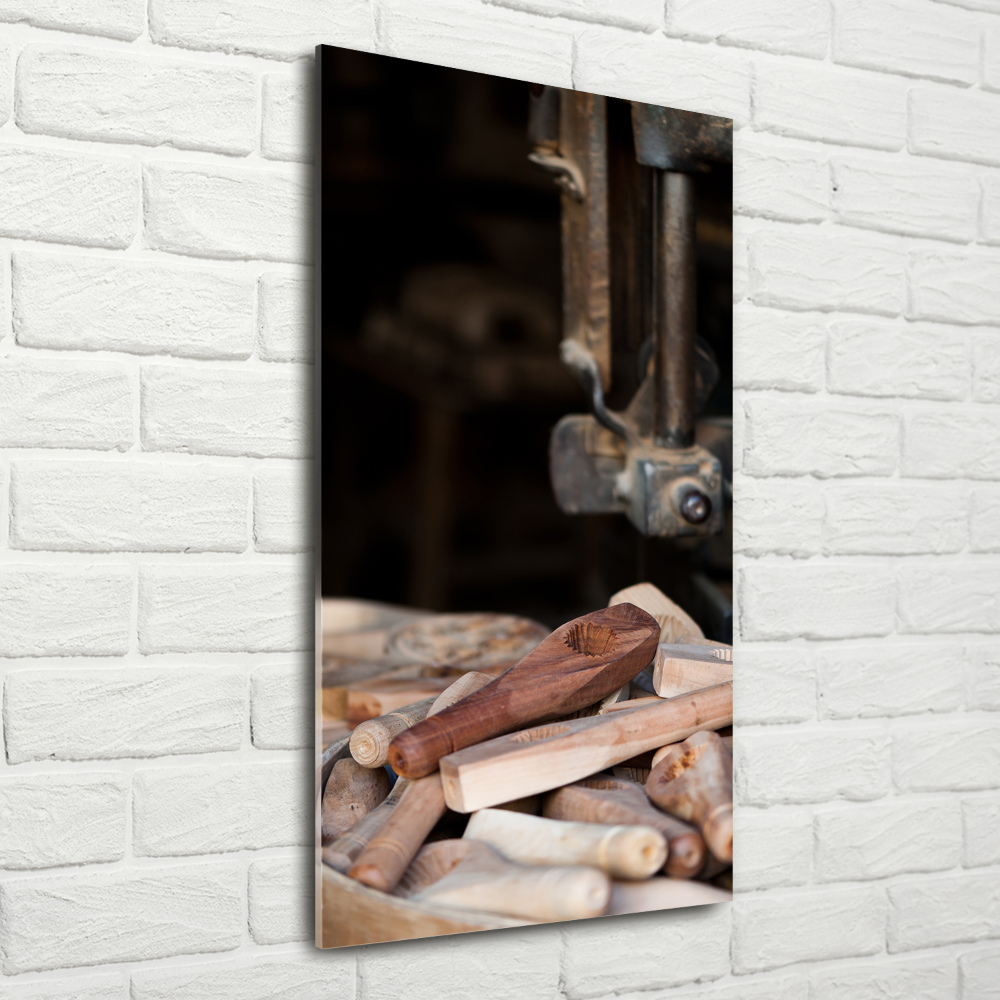 Wall art on glass Wooden tools