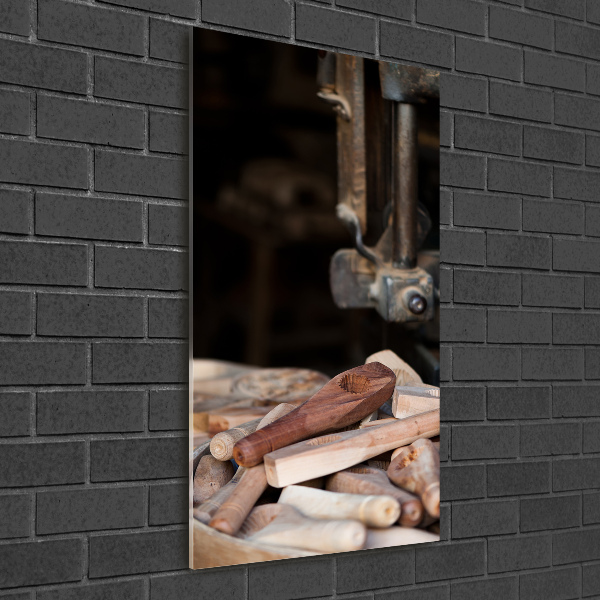 Wall art on glass Wooden tools