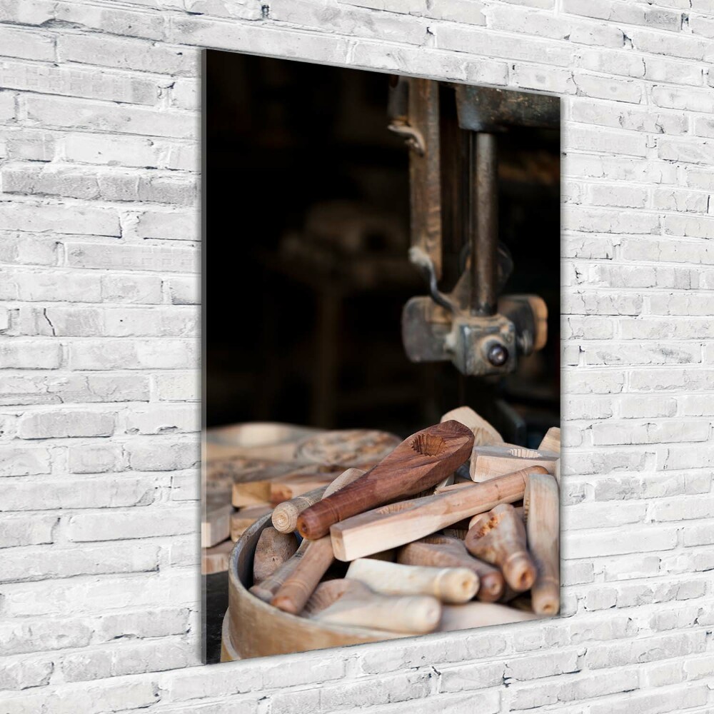 Wall art on glass Wooden tools