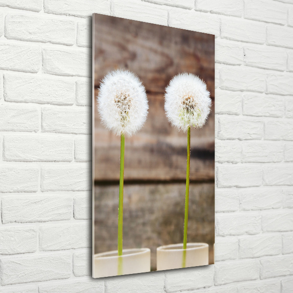 Print on a a glass dandelions