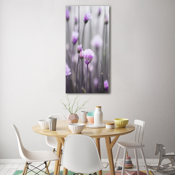 Wall art on glass Chives flowers