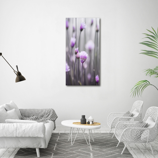 Wall art on glass Chives flowers