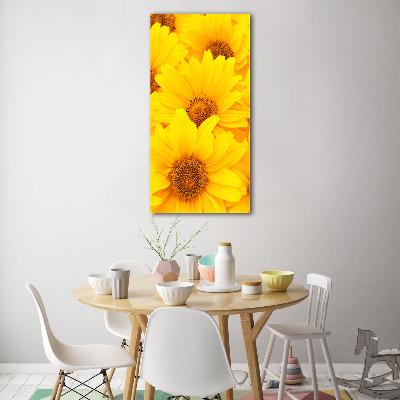 Wall art on glass Sunflowers