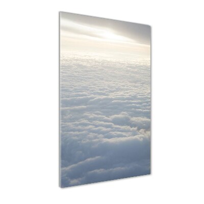 Glass wall art Flight over the clouds