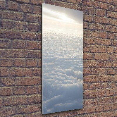 Glass wall art Flight over the clouds