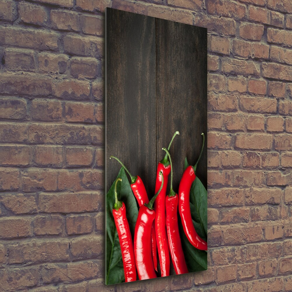 Glass picture wall art Chilli peppers