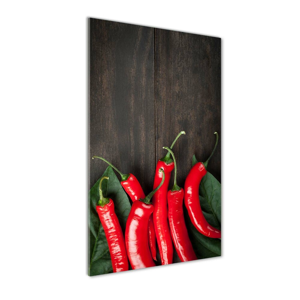 Glass picture wall art Chilli peppers