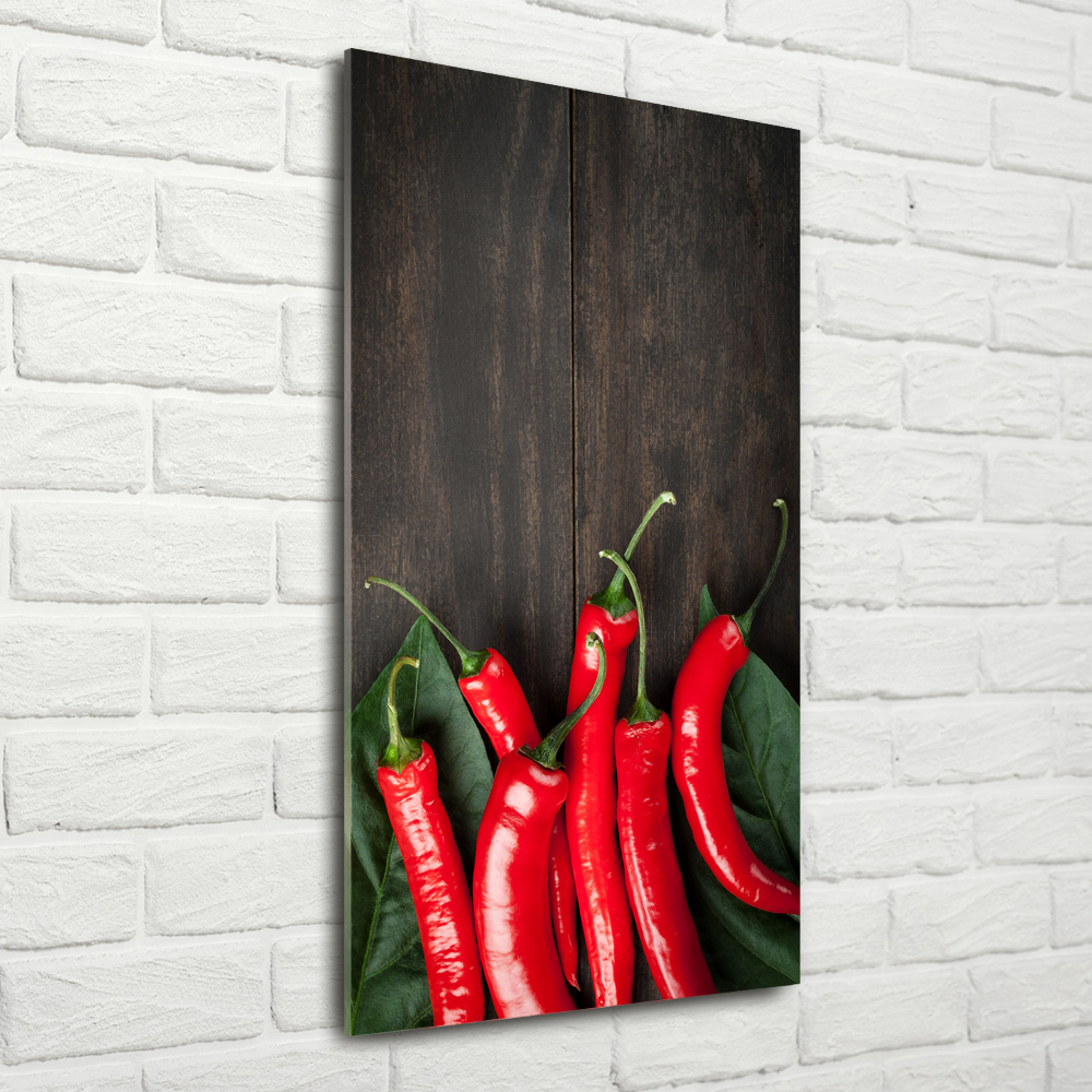 Glass picture wall art Chilli peppers