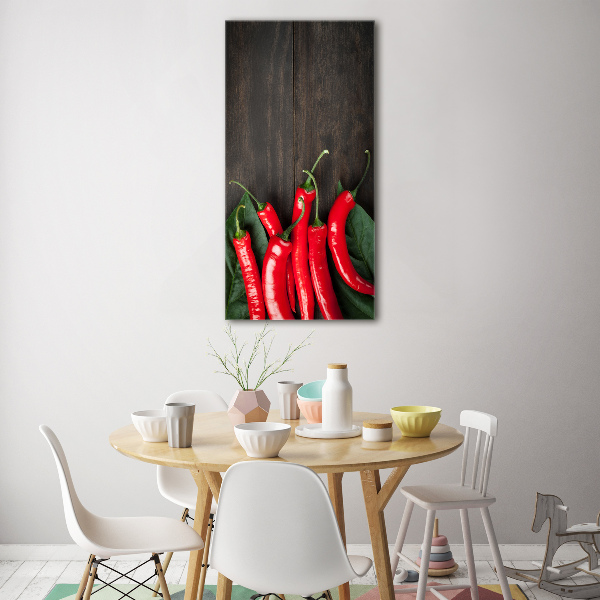 Glass picture wall art Chilli peppers