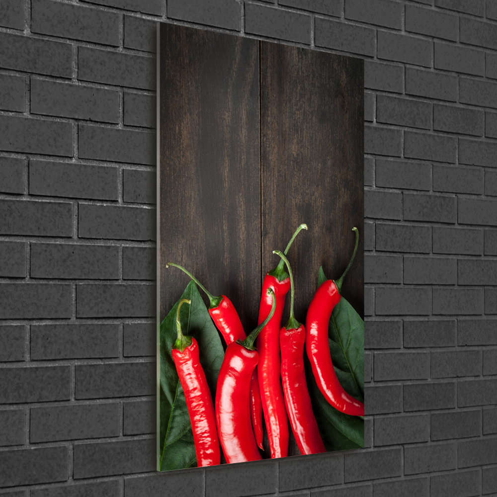 Glass picture wall art Chilli peppers