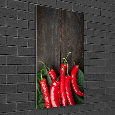 Glass picture wall art Chilli peppers